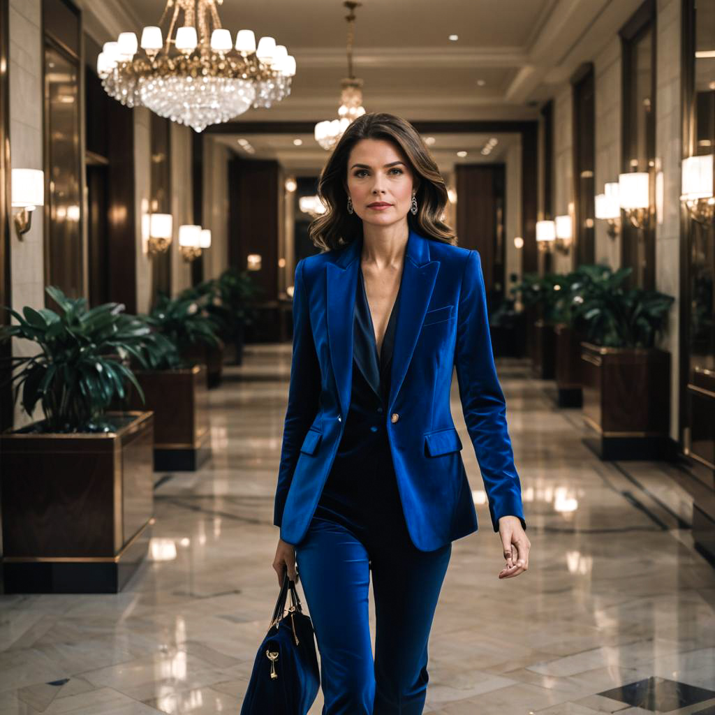 Sophisticated Woman in Velvet Blazer