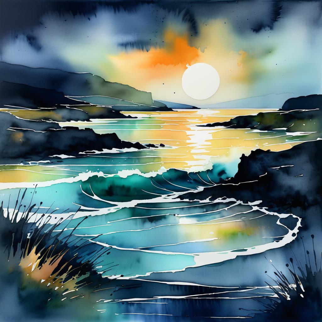 Vibrant Coastal Watercolor Artwork