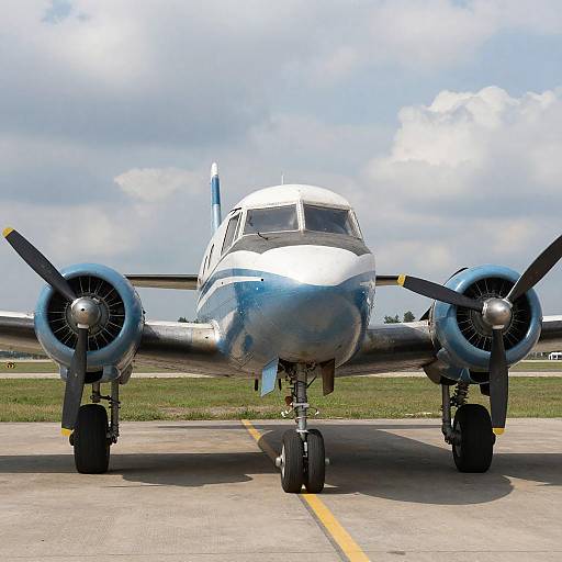 Nostalgic Vintage Twin-Engine Airplane Scene
