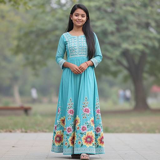 Smiling Girl in Bell Bottom Salwar