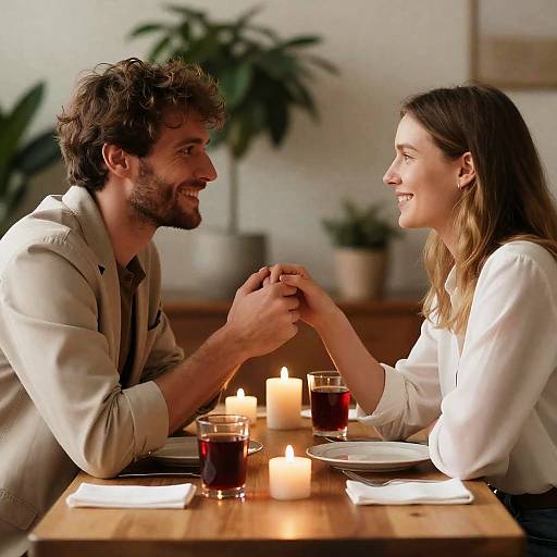 Romantic Indoor Dinner Setting Photo