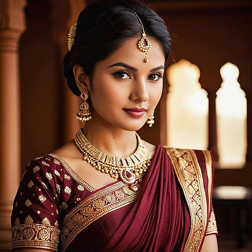 Elegant Portrait of Indian Woman in Saree