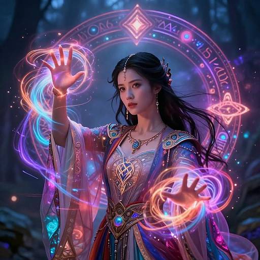 Magique Sorceress Casting Twilight Spells