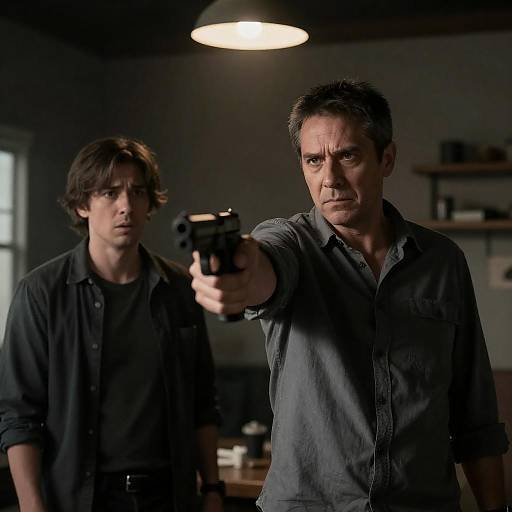 Dramatic Confrontation in Dim Lighting