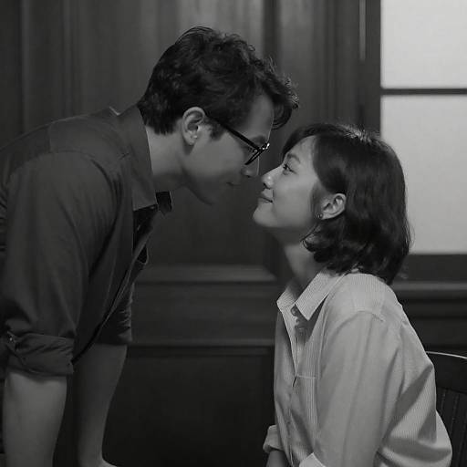 Intimate Black-and-White Couple in Dim Room