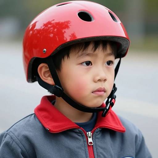 Boy in Red Helmet and Jacket