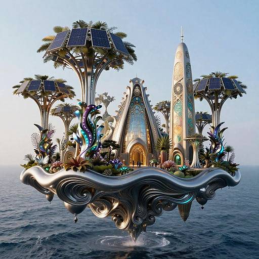Futuristic Floating Garden Biome