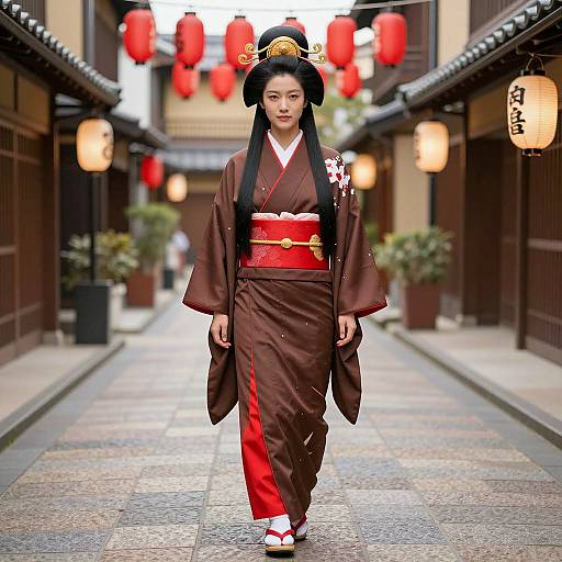 Elegant Asian Woman in Traditional Chitenge Costume