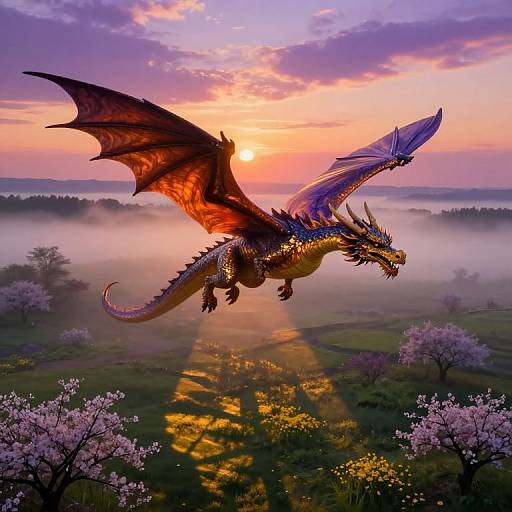Post-Impressionist Dragon at Sunset