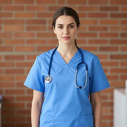 Female Nurse in Blue Scrubs