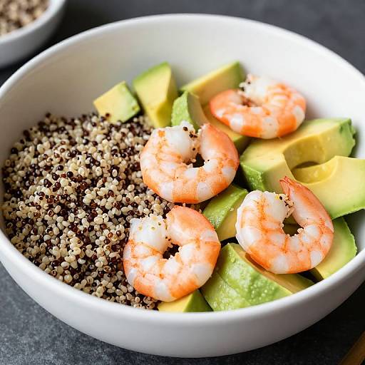 Close-Up Quinoa Avocado Shrimp Bowl