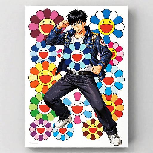 Dynamic Superflat Male Portrait Bold Colors