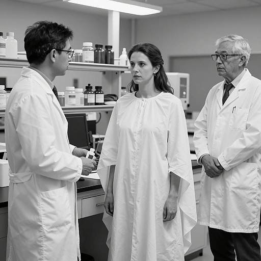 Dramatic Laboratory Scene in Black and White