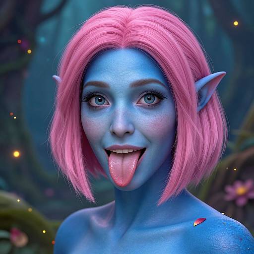 Hyperdetailed Draenei Woman in Enchanted Rainforest