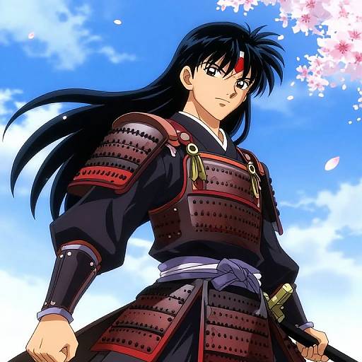 Confident Samurai Boy in Anime Style