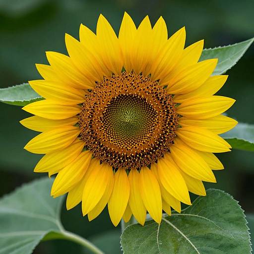 Vibrant Sunflower with Glossy Leaves