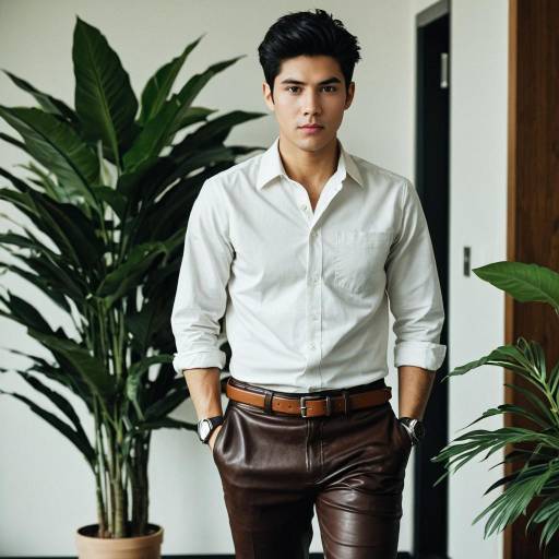 Stylish Male in Faux Leather Pants