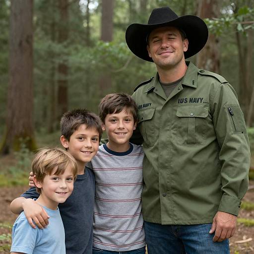 Family Smiles in a Forest Setting