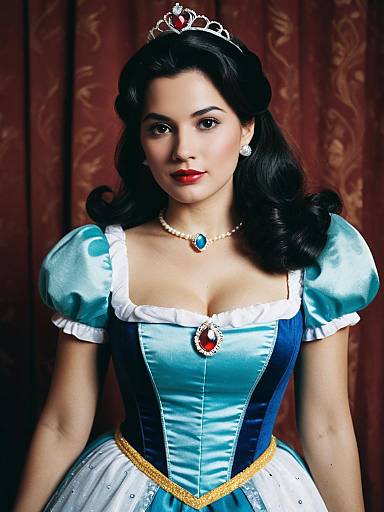 Woman in Blue Disney Princess Costume