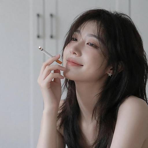 Pensive Portrait of a Woman with Cigarette