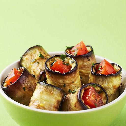 Vibrant Eggplant Rolls with Tomato
