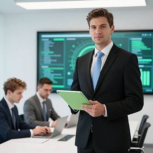 Confident Businessman in Tech Conference Room
