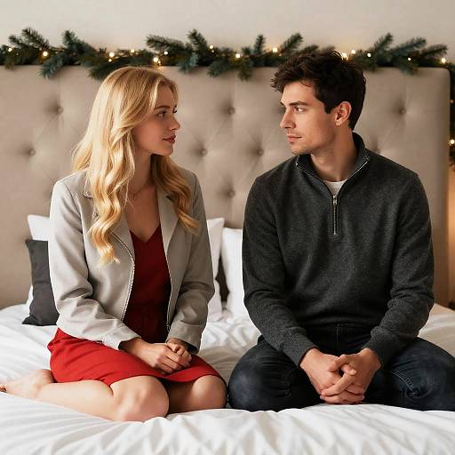 Cozy Intimacy: A Moment on Bed