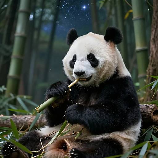 Ultrarealistic Panda in Starry Forest