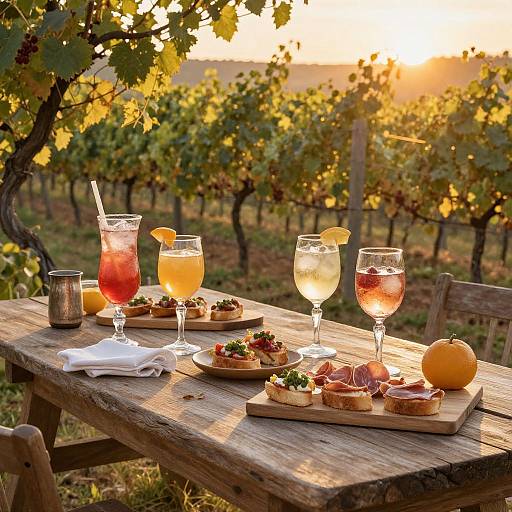 Rustic Vineyard Aperitif Table Scene