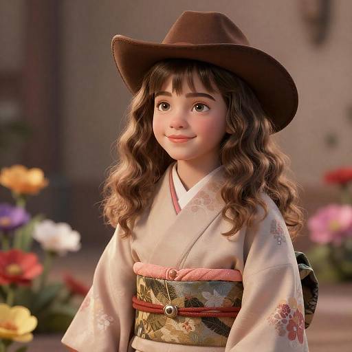 Child Hermione in Floral Kimono