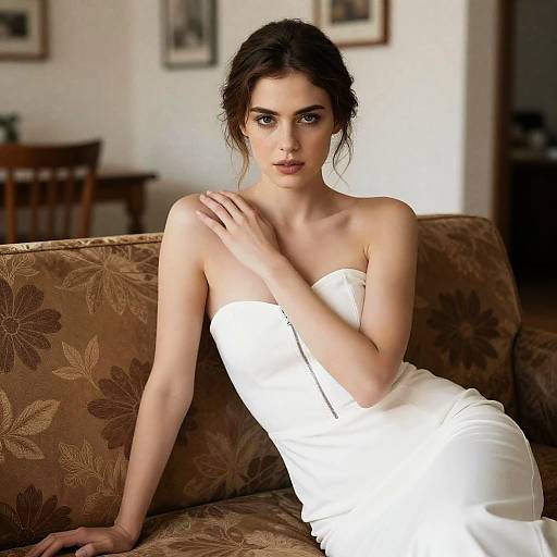 Elegant Woman in Living Room Setting