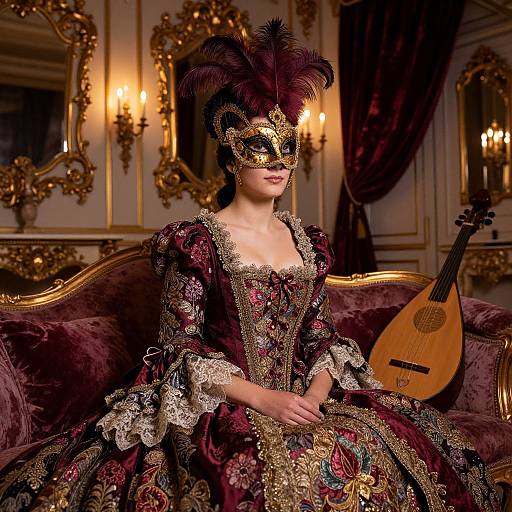 Elegant Venetian Masquerade Lady Portrait