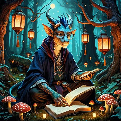 Dragon Librarian in Magical Forest Dragon Librarian in Magical Forest