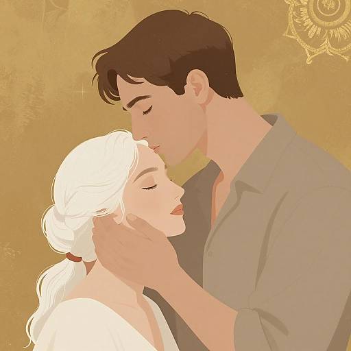 Intimate Classical Embrace Illustration