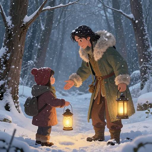 Magnanimous Stranger in Snowy Forest