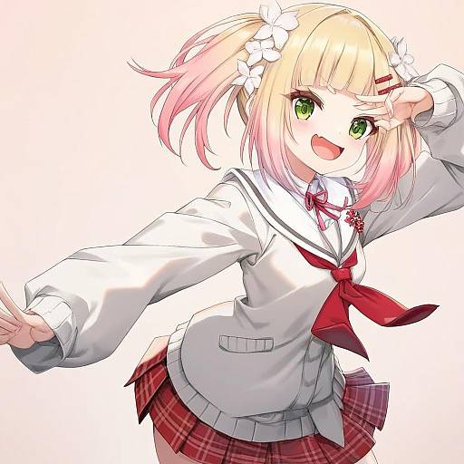 Illustration of Momosuzu nene (casual), hololive in the style of Hitomaru