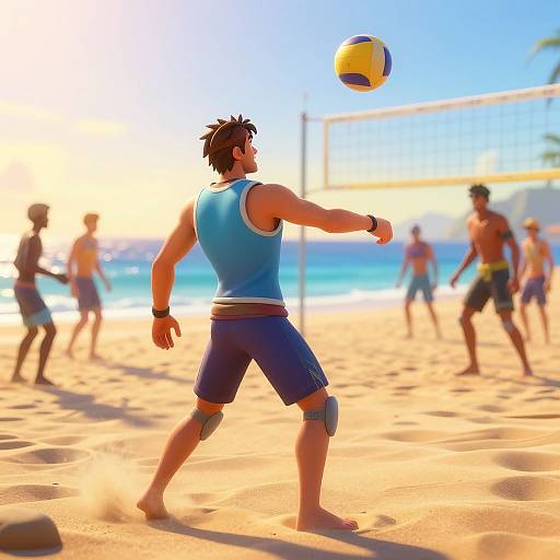 Fortnite Beach Volleyball at Golden Hour