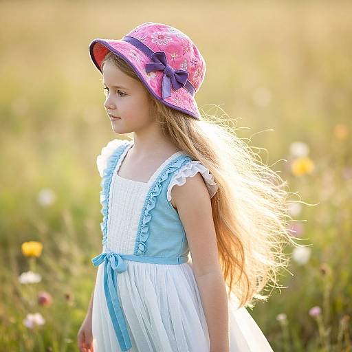 Elegant Blonde Girl in Sunny Meadow