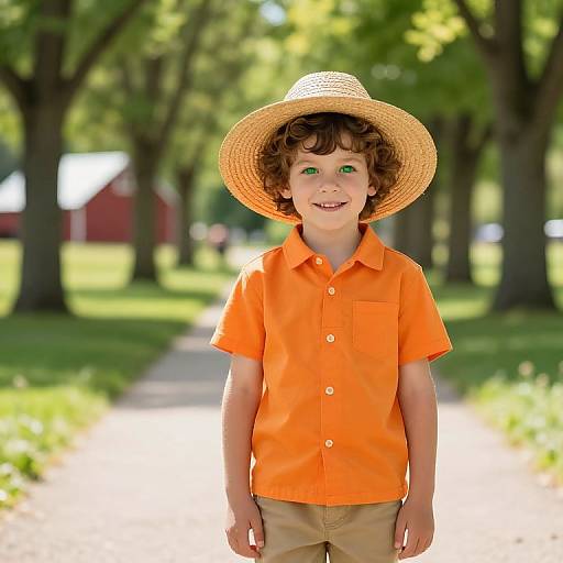 Cheerful Boy in Sunny Park
