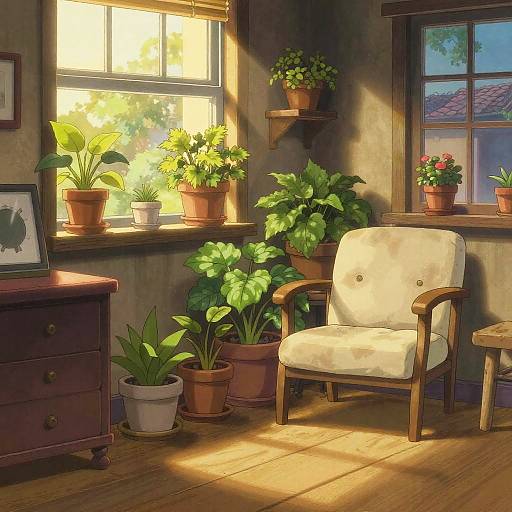 Cozy Ghibli-Inspired Vintage Room