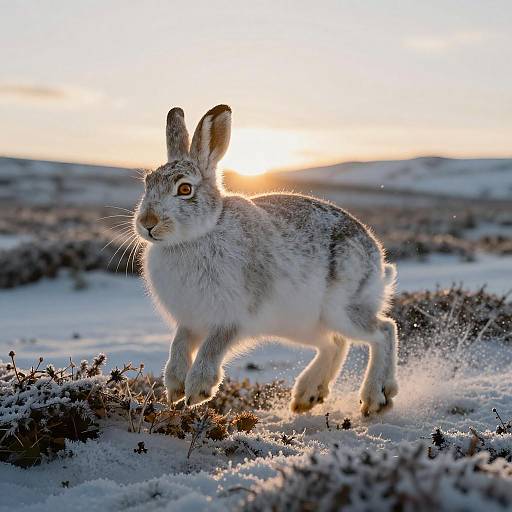 Arctic Hare in Golden Hour Tundra