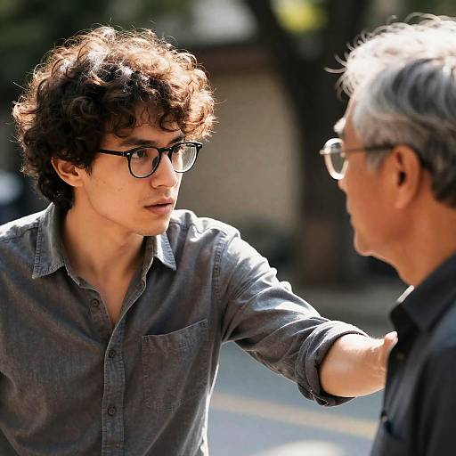 Emotional Connection Between Two Men Outdoors