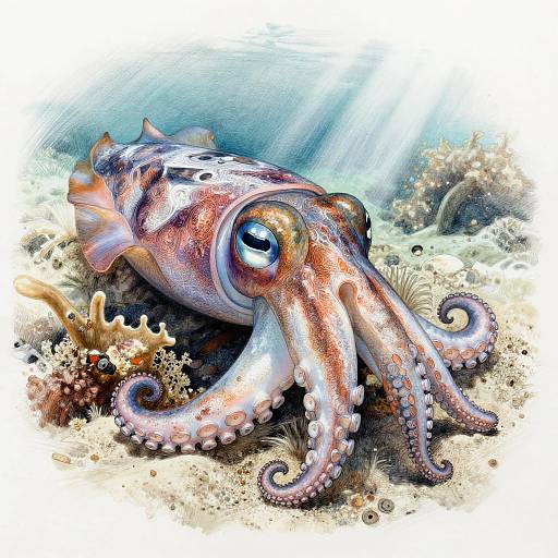 Realistic Cuttlefish Pencil Sketch