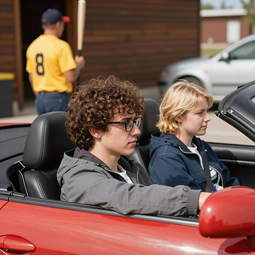 Daylight Adventure in a Red Convertible