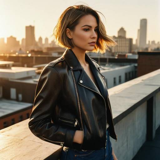 Fashion Model with Stacked Bob on Urban Rooftop