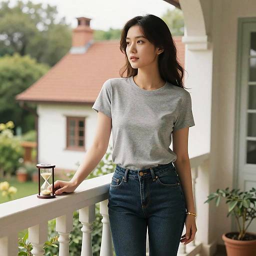 Chic Hourglass Woman in Studio Ghibli Style