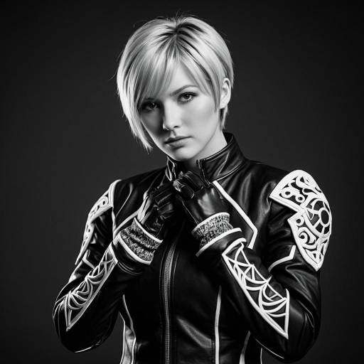 Eizen Cosplay with Sleek Black and White Jacket