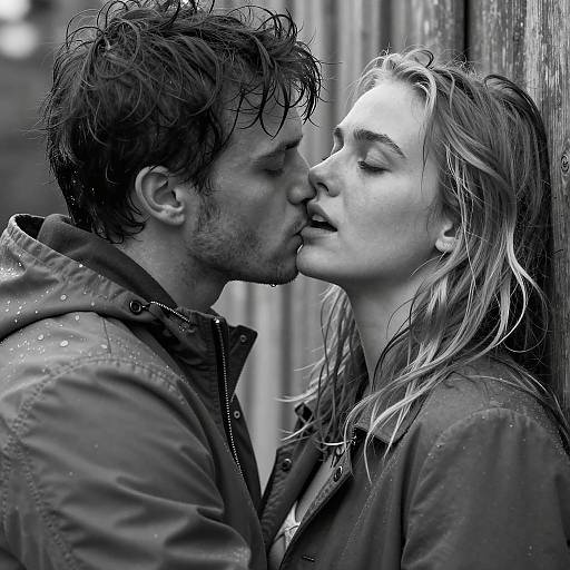 Intimate Black and White Embrace