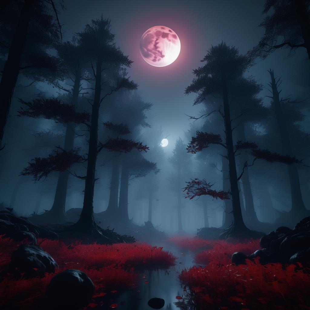 Eerie Dreamscape Under the Blood Moon