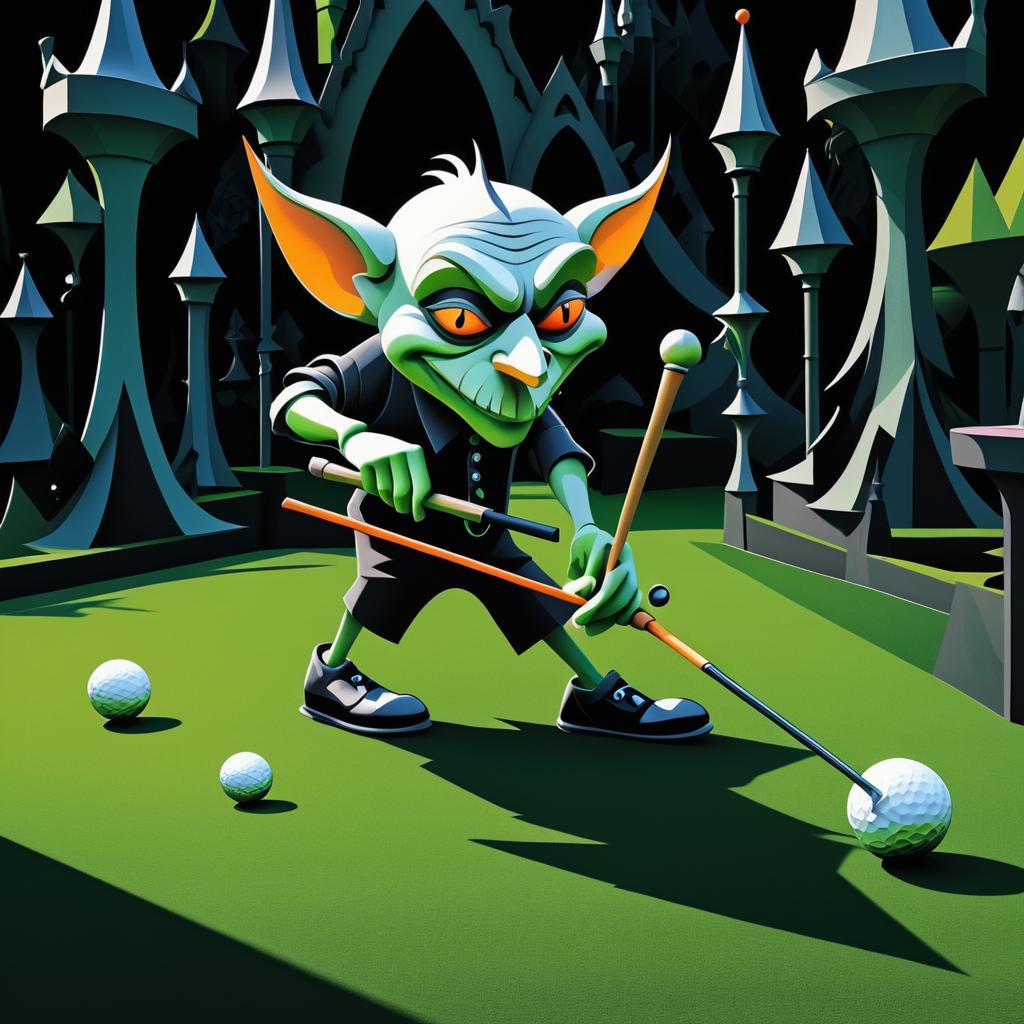 Playful Goblin Mini-Golf Fantasy Art